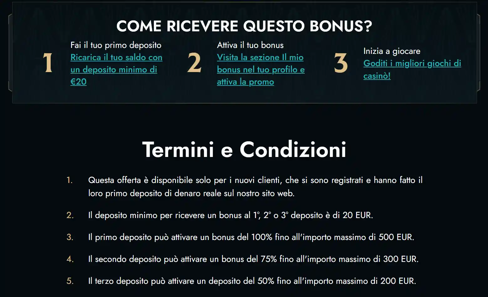 Termini e condizioni bonus Dolly Casino