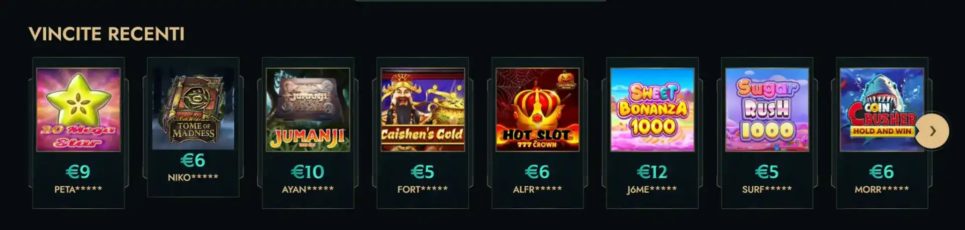 Vincite recenti su Dolly Casino